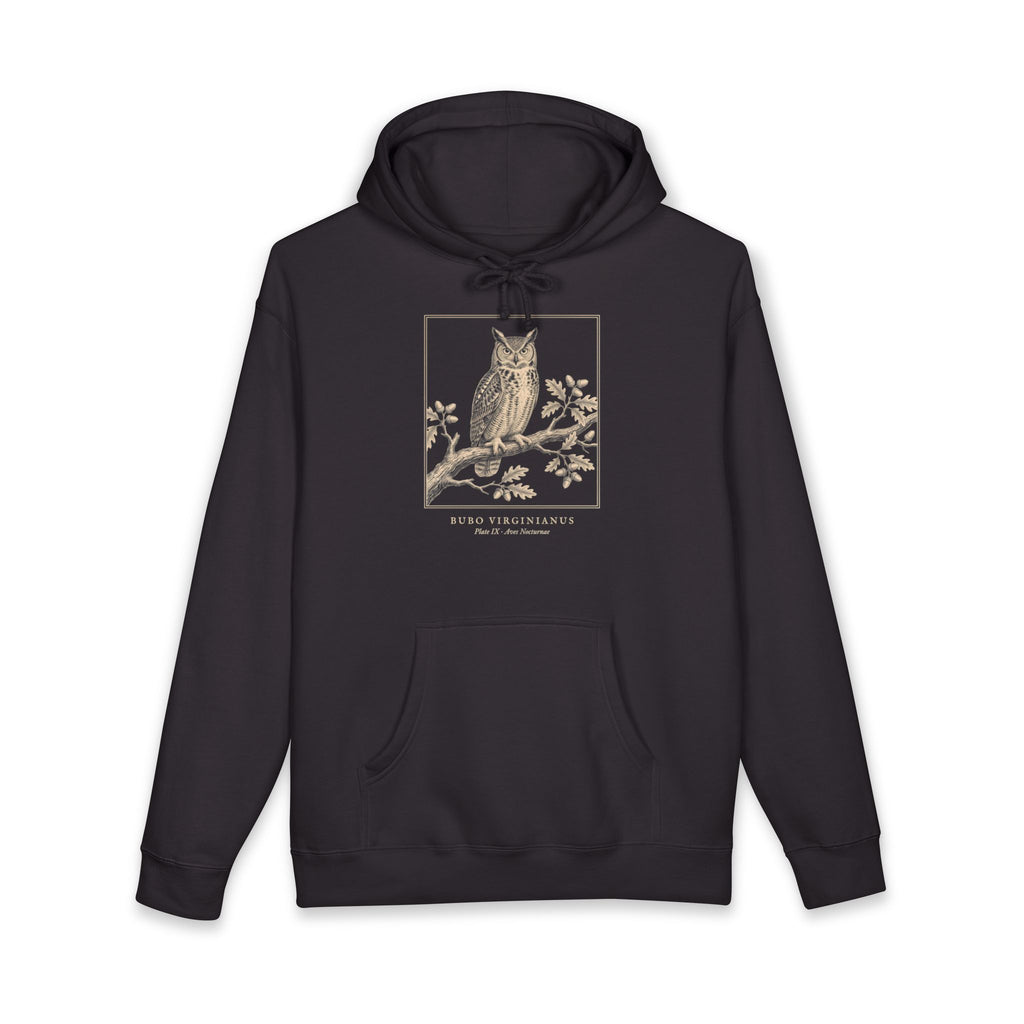 Great Horned Owl Engraving Heavyweight Hoodie – Bubo Virginianus Vintage Plate