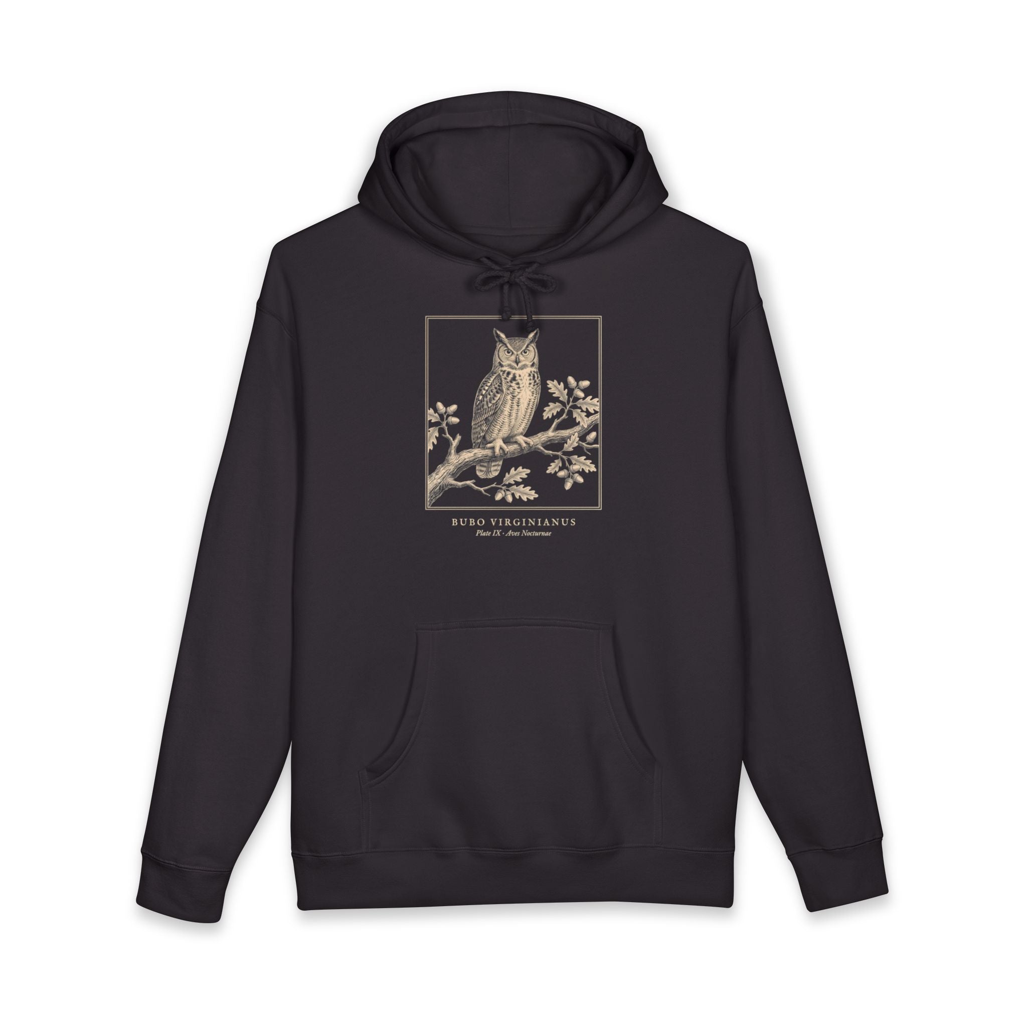 Great Horned Owl Engraving Heavyweight Hoodie – Bubo Virginianus Vintage Plate