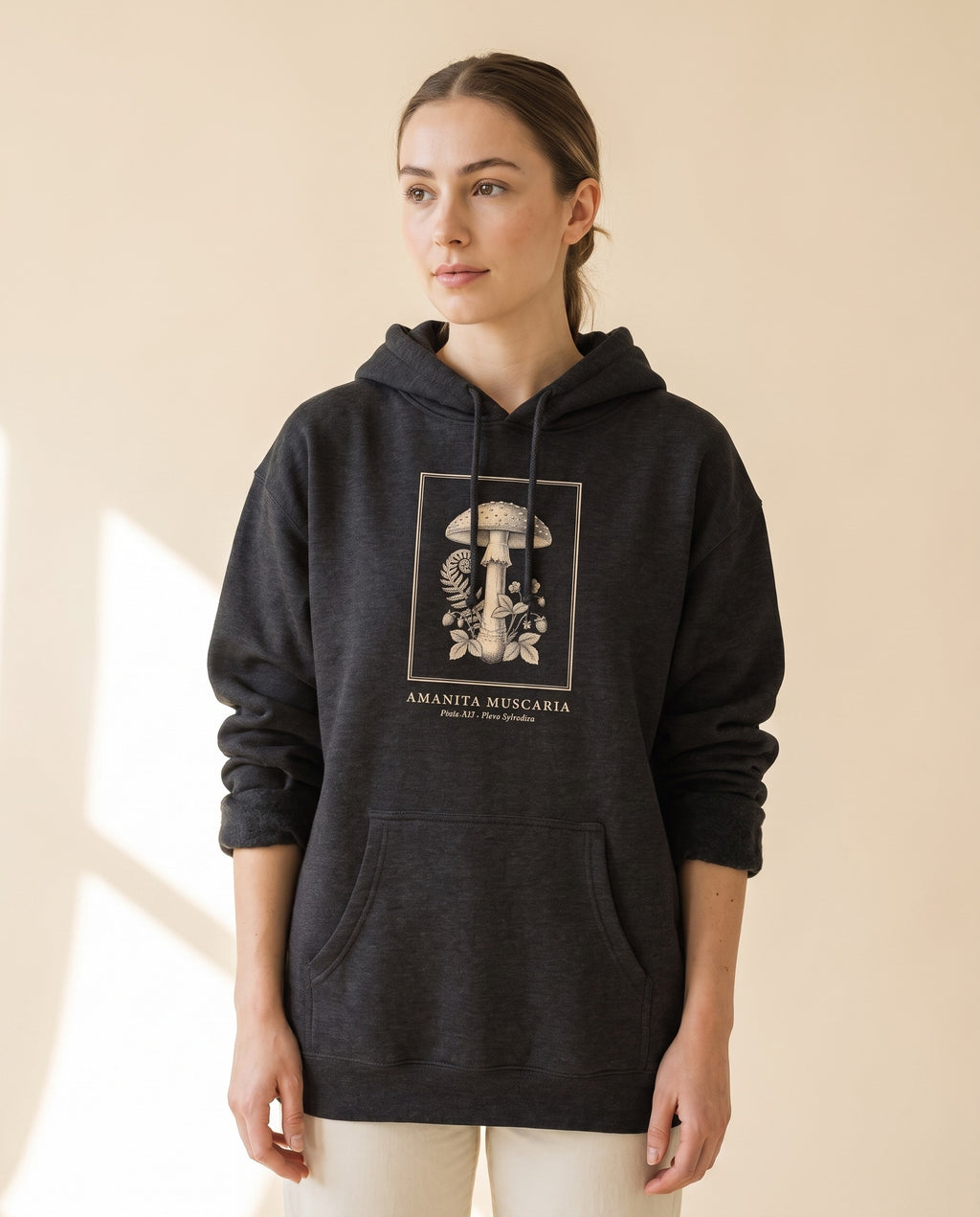 Amanita Muscaria Botanical Engraving Heavyweight Hoodie – Vintage Mushroom Plate