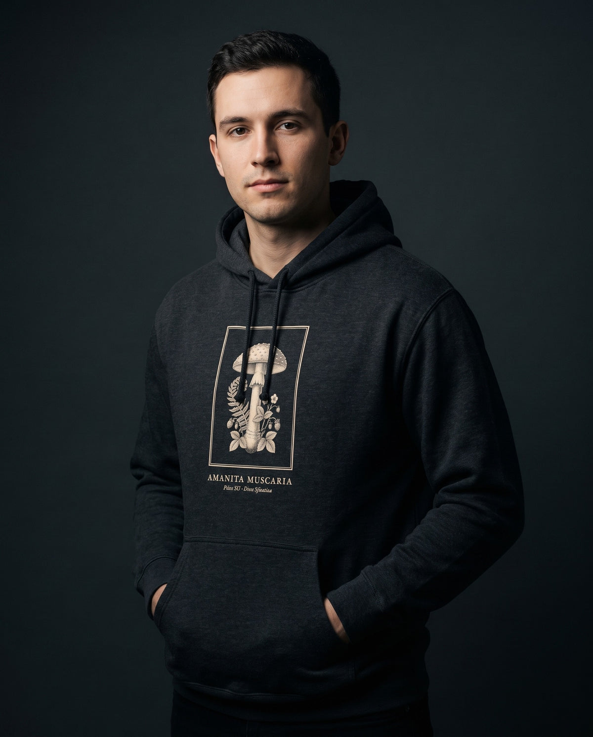 Amanita Muscaria Botanical Engraving Heavyweight Hoodie – Vintage Mushroom Plate