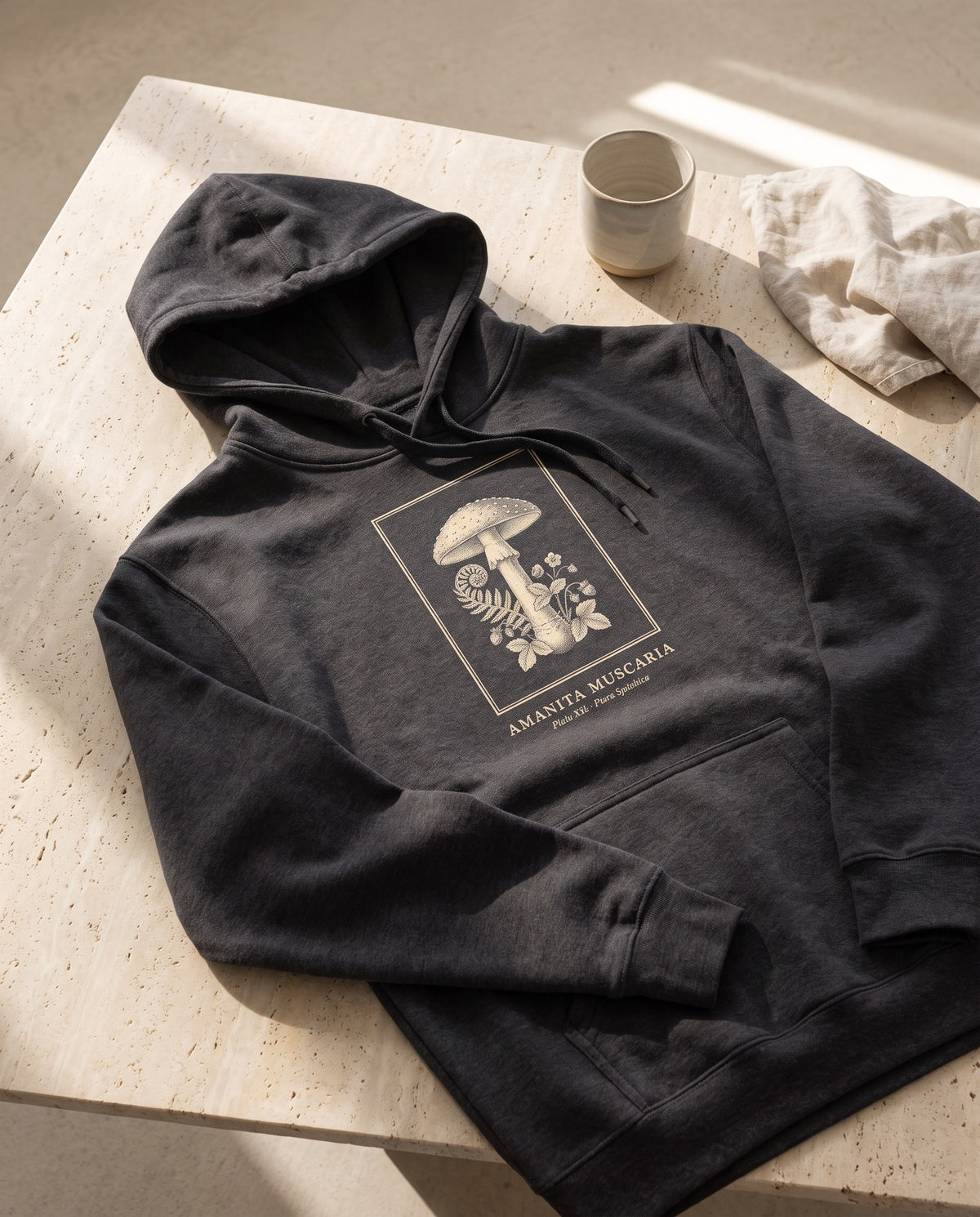 Amanita Muscaria Botanical Engraving Heavyweight Hoodie – Vintage Mushroom Plate