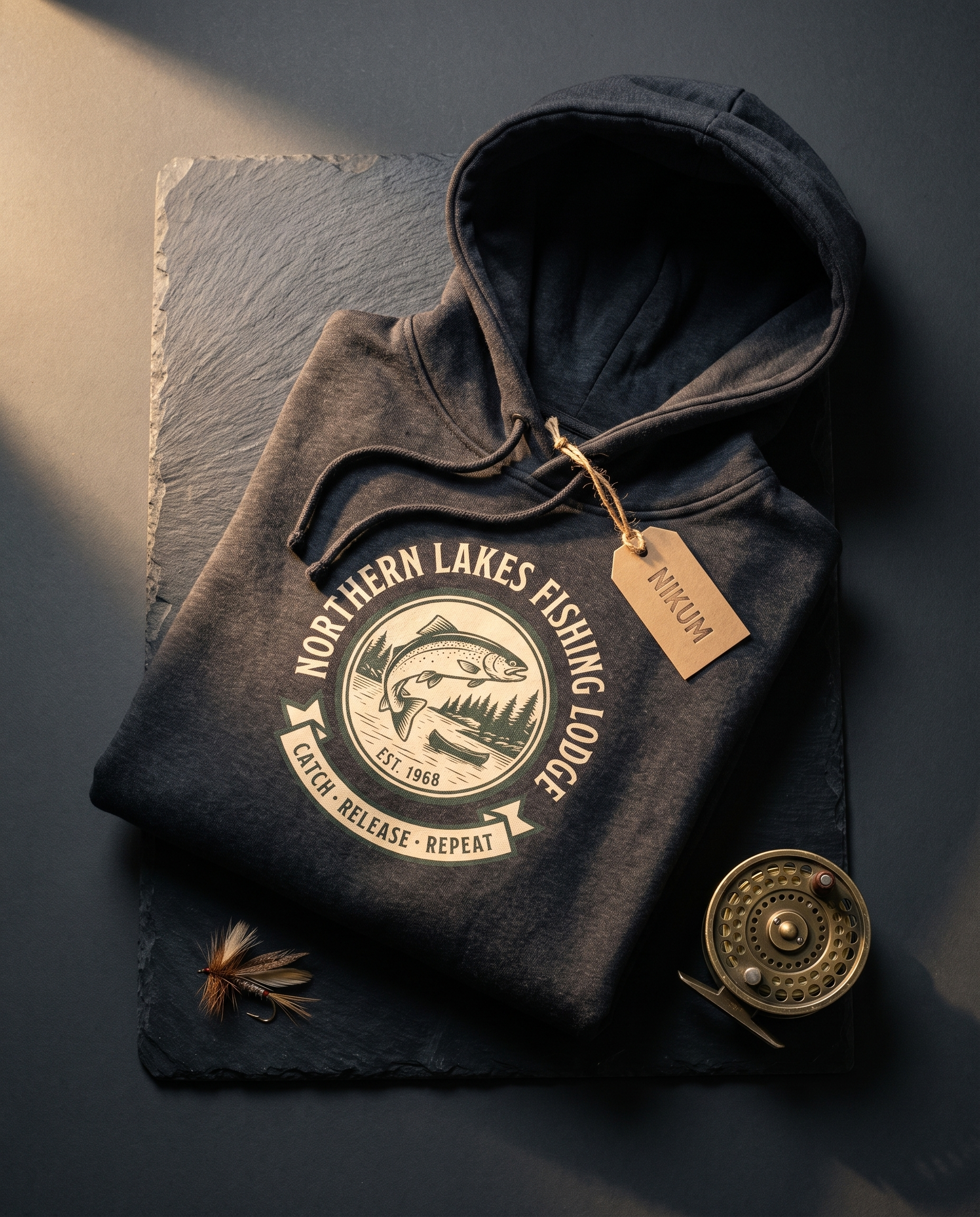 Northern Lakes Fishing Lodge Heavyweight Hoodie – Vintage 1958 Crest