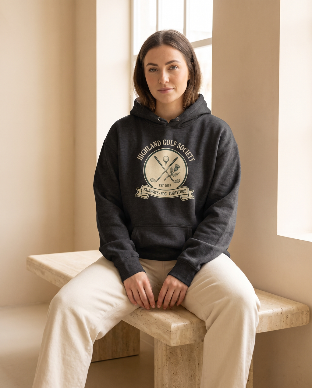 Highland Golf Society Heavyweight Hoodie – Vintage 1957 Crest