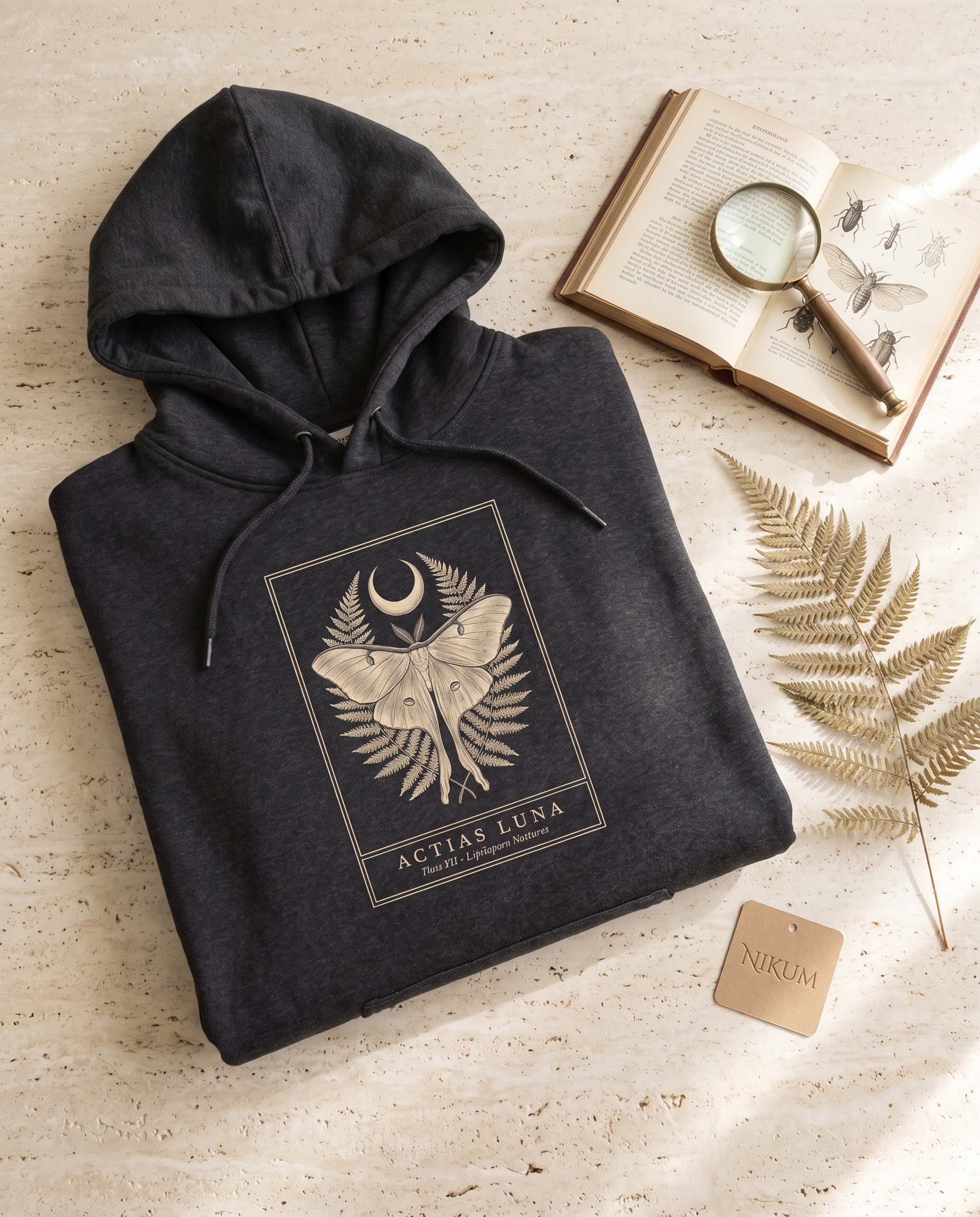 Actias Luna Moth Engraving Heavyweight Hoodie – Vintage Botanical Plate