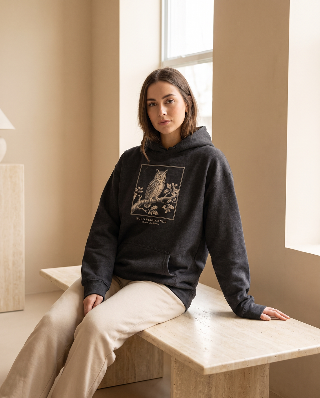 Great Horned Owl Engraving Heavyweight Hoodie – Bubo Virginianus Vintage Plate