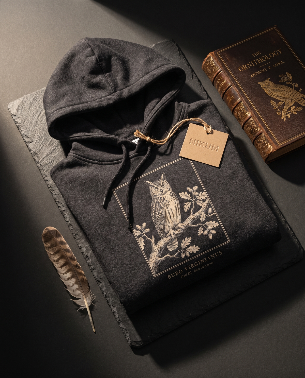 Great Horned Owl Engraving Heavyweight Hoodie – Bubo Virginianus Vintage Plate
