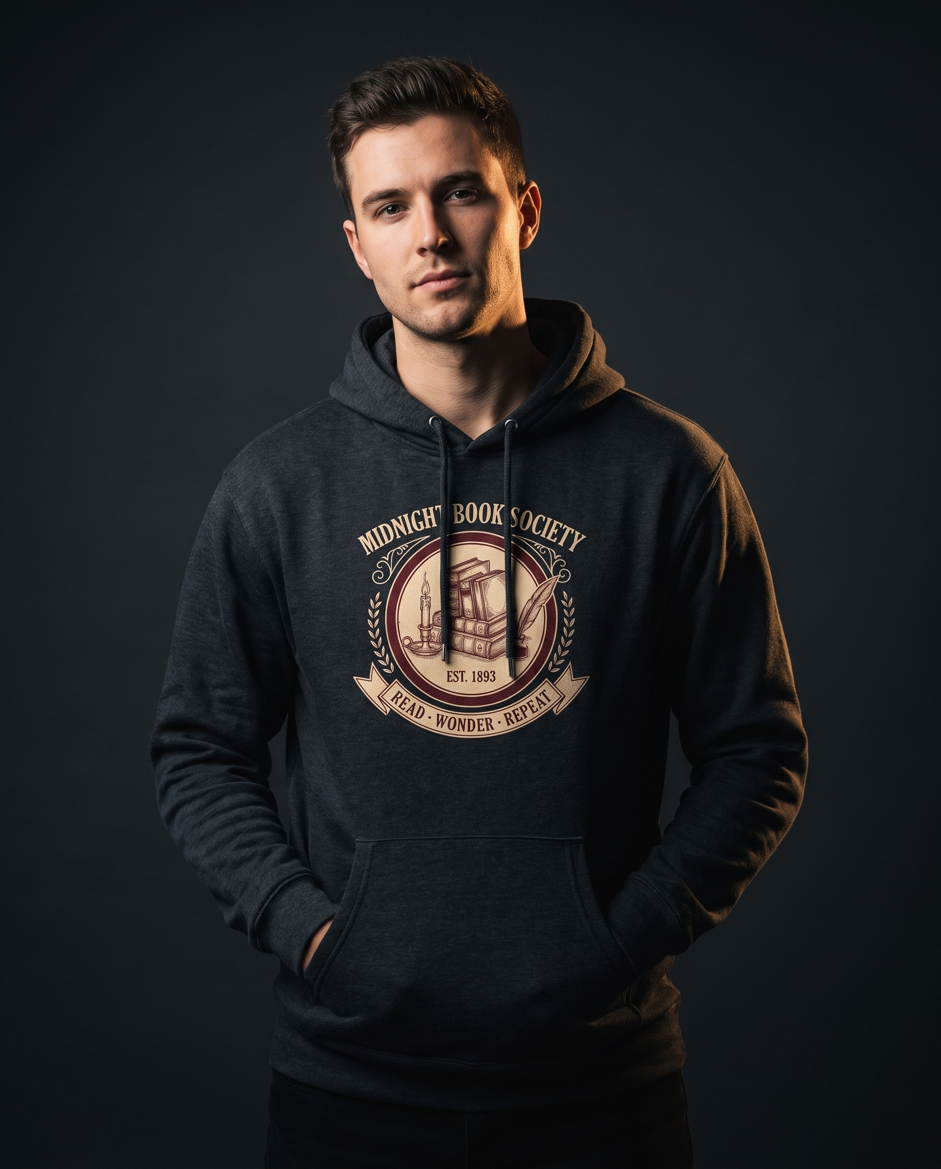 Midnight Book Society Heavyweight Hoodie – Vintage 1893 Crest
