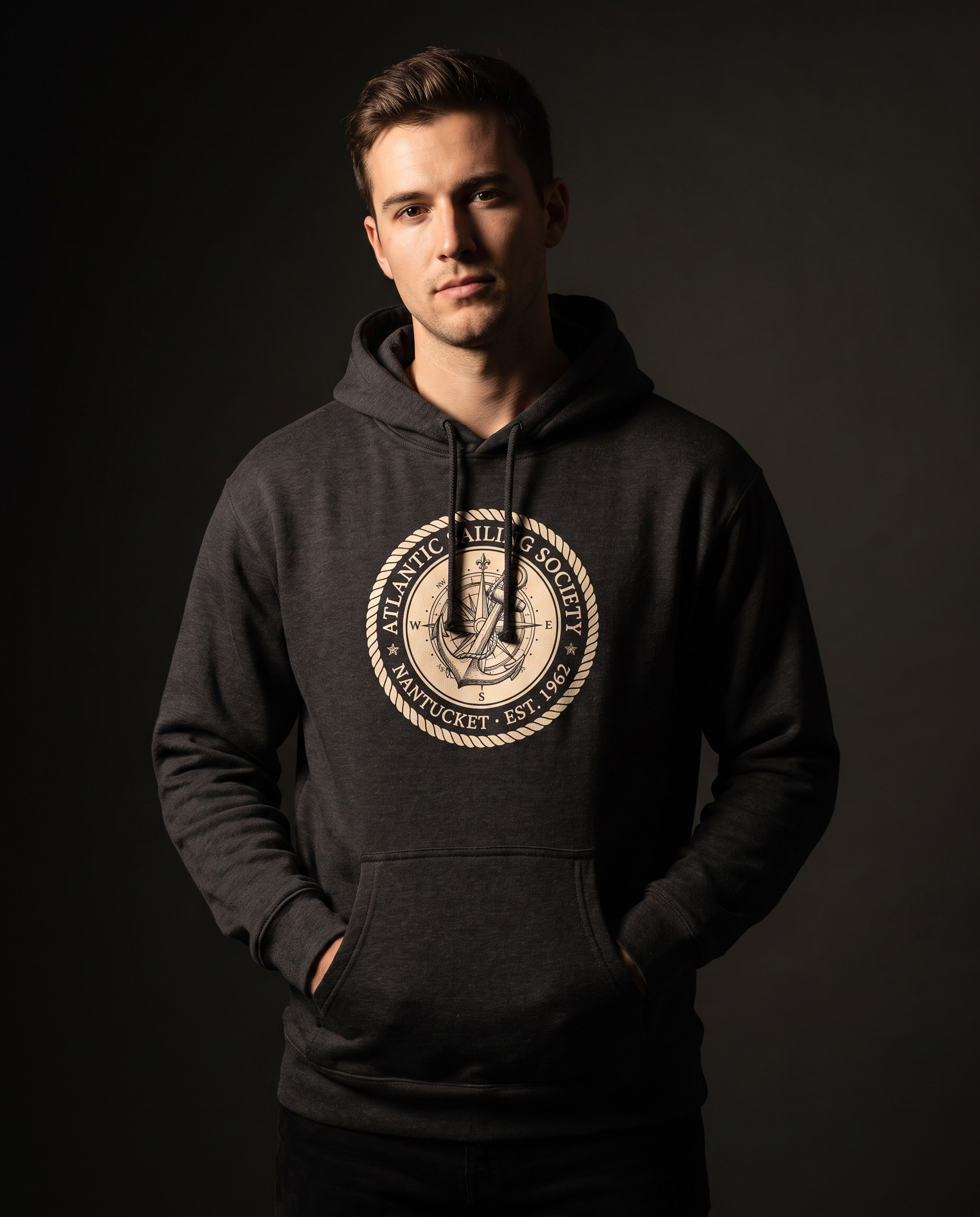 Atlantic Sailing Society Heavyweight Hoodie – Vintage 1962 Nantucket Crest
