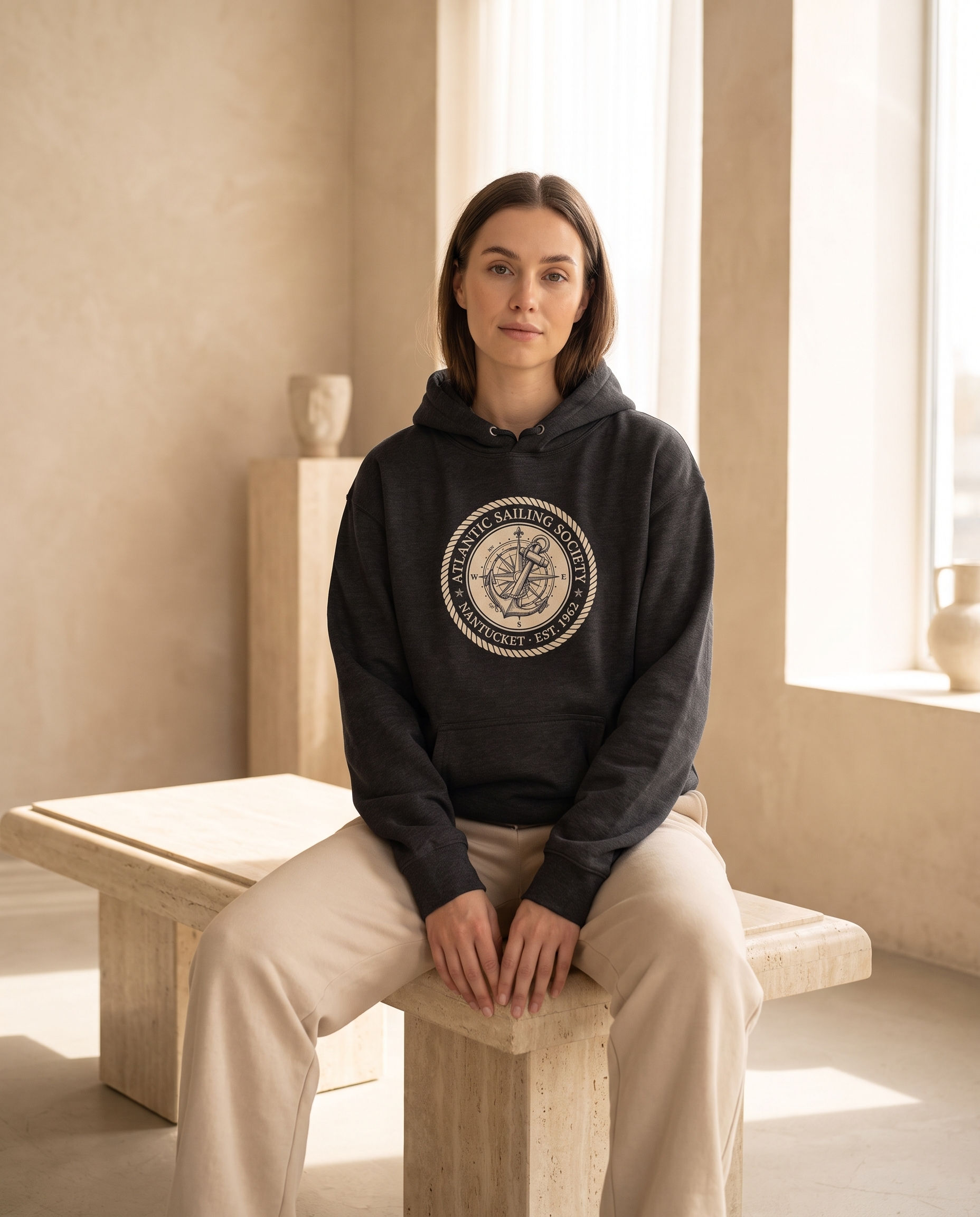 Atlantic Sailing Society Heavyweight Hoodie – Vintage 1962 Nantucket Crest