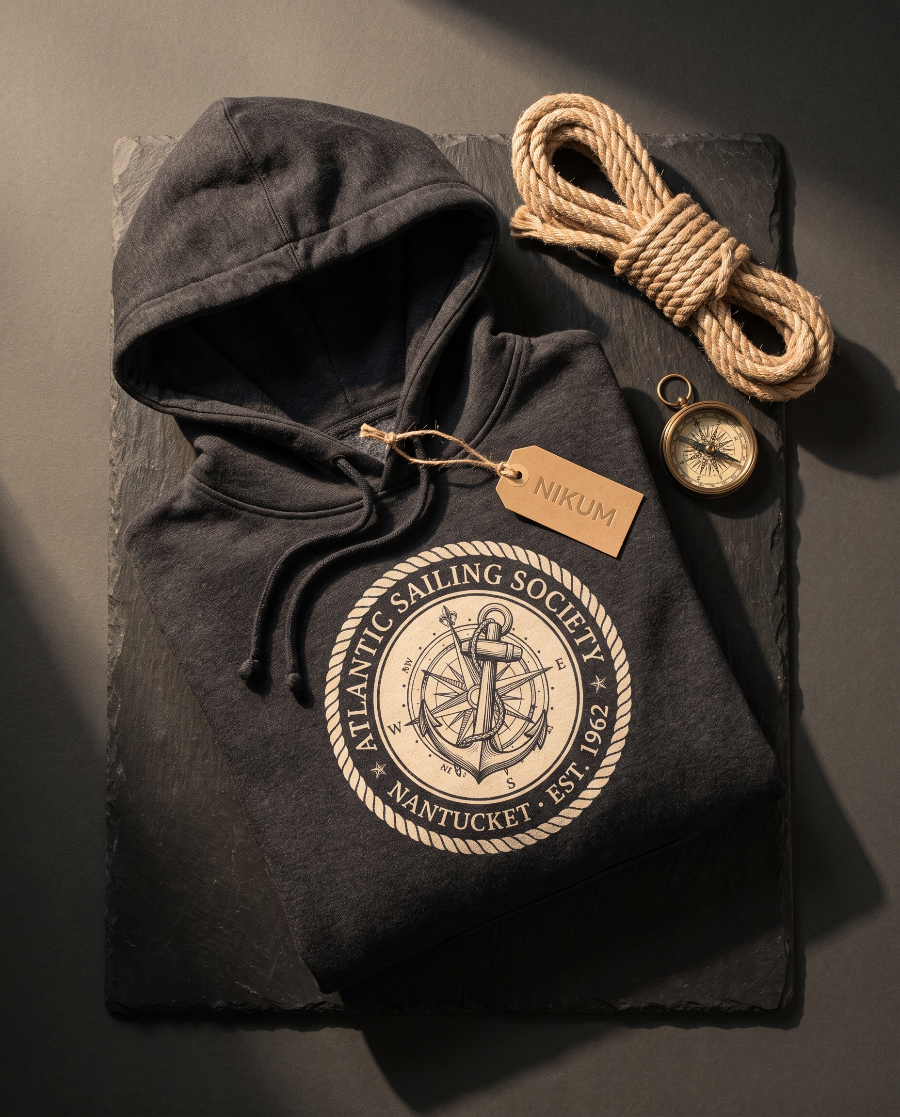 Atlantic Sailing Society Heavyweight Hoodie – Vintage 1962 Nantucket Crest