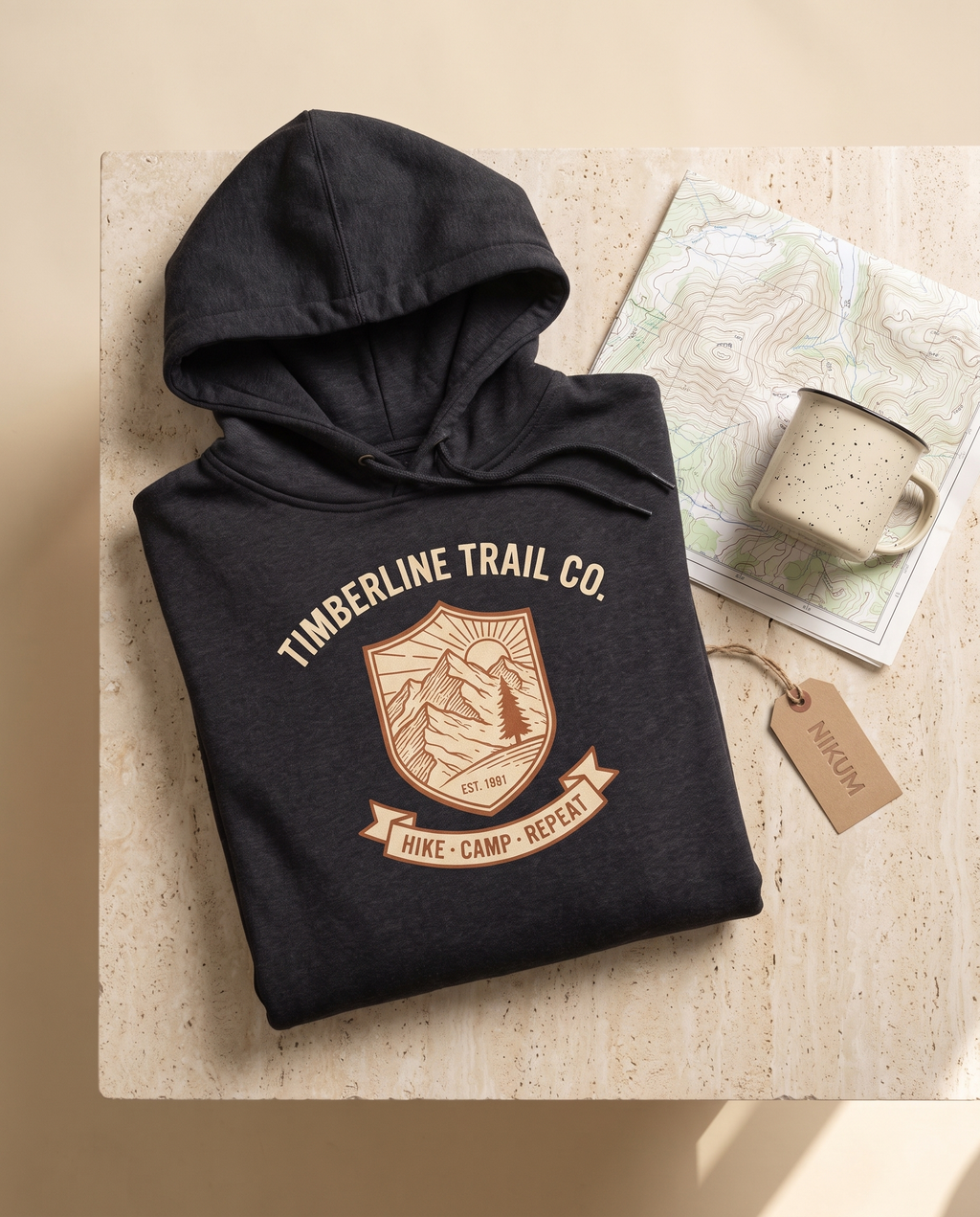 Timberline Trail Co. Heavyweight Hoodie – Vintage 1961 Mountain Badge
