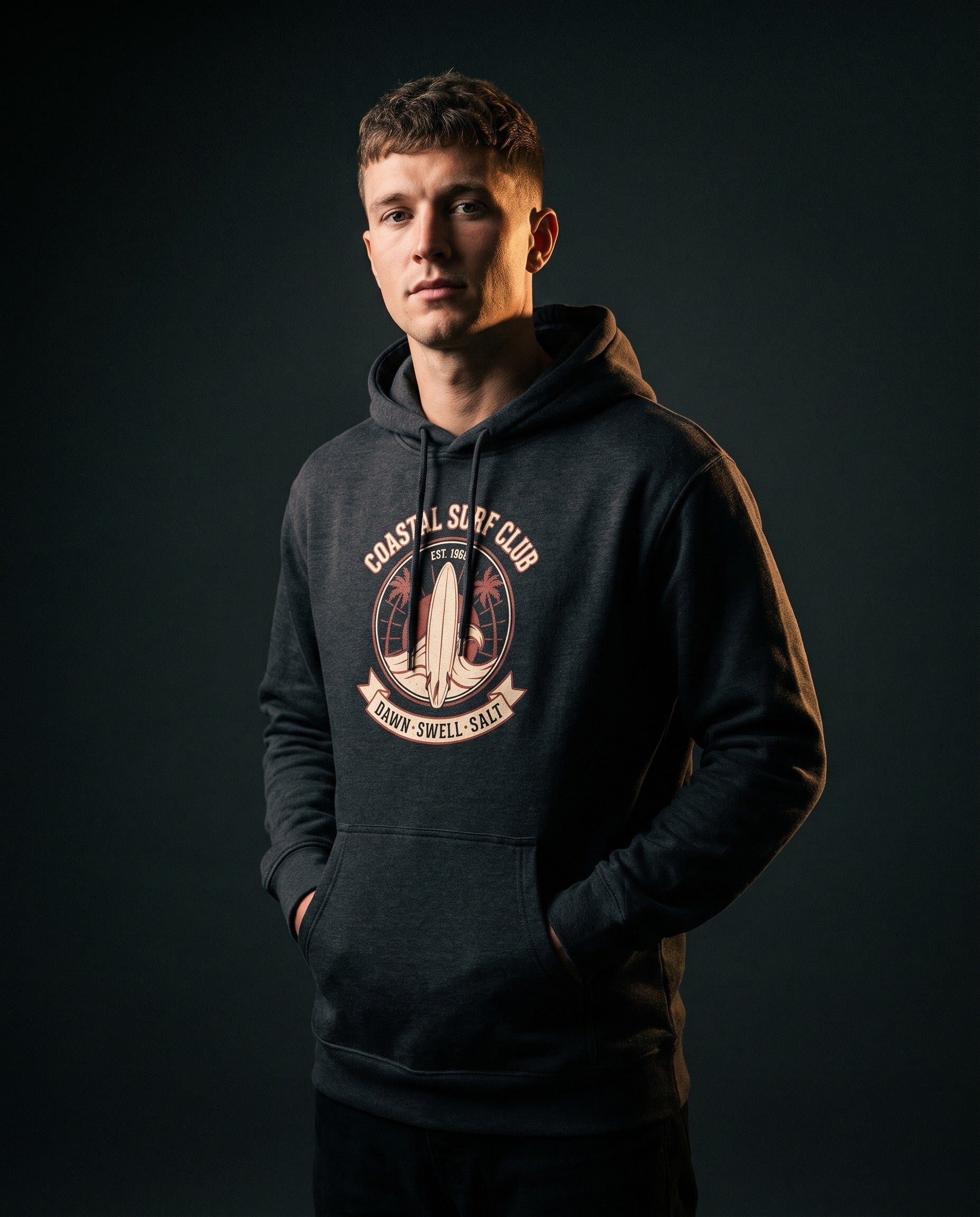 Coastal Surf Club Heavyweight Hoodie – Vintage 1968 Crest