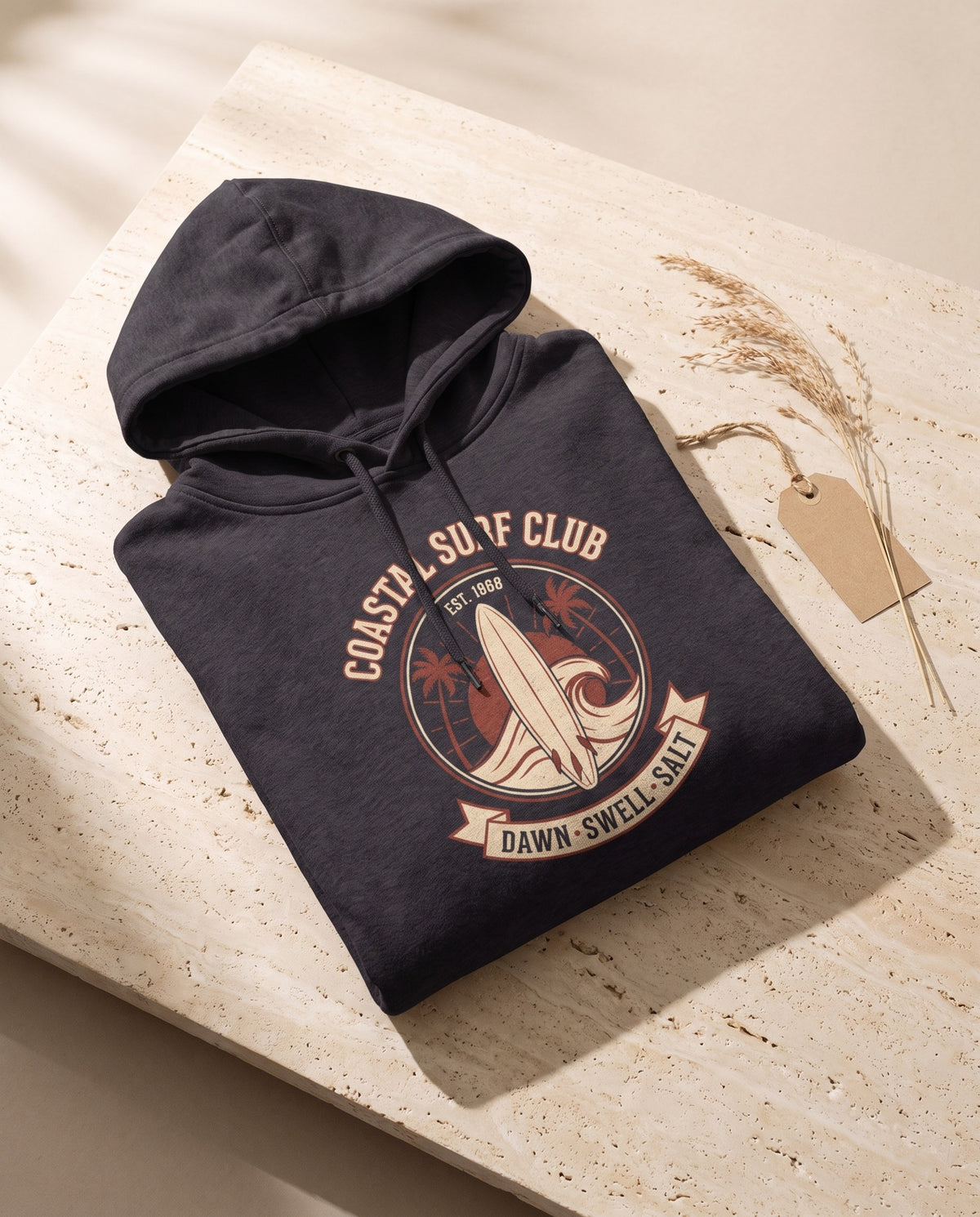 Coastal Surf Club Heavyweight Hoodie – Vintage 1968 Crest