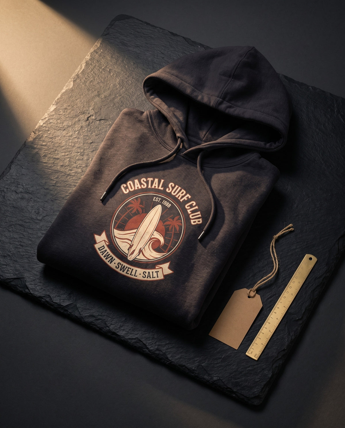 Coastal Surf Club Heavyweight Hoodie – Vintage 1968 Crest
