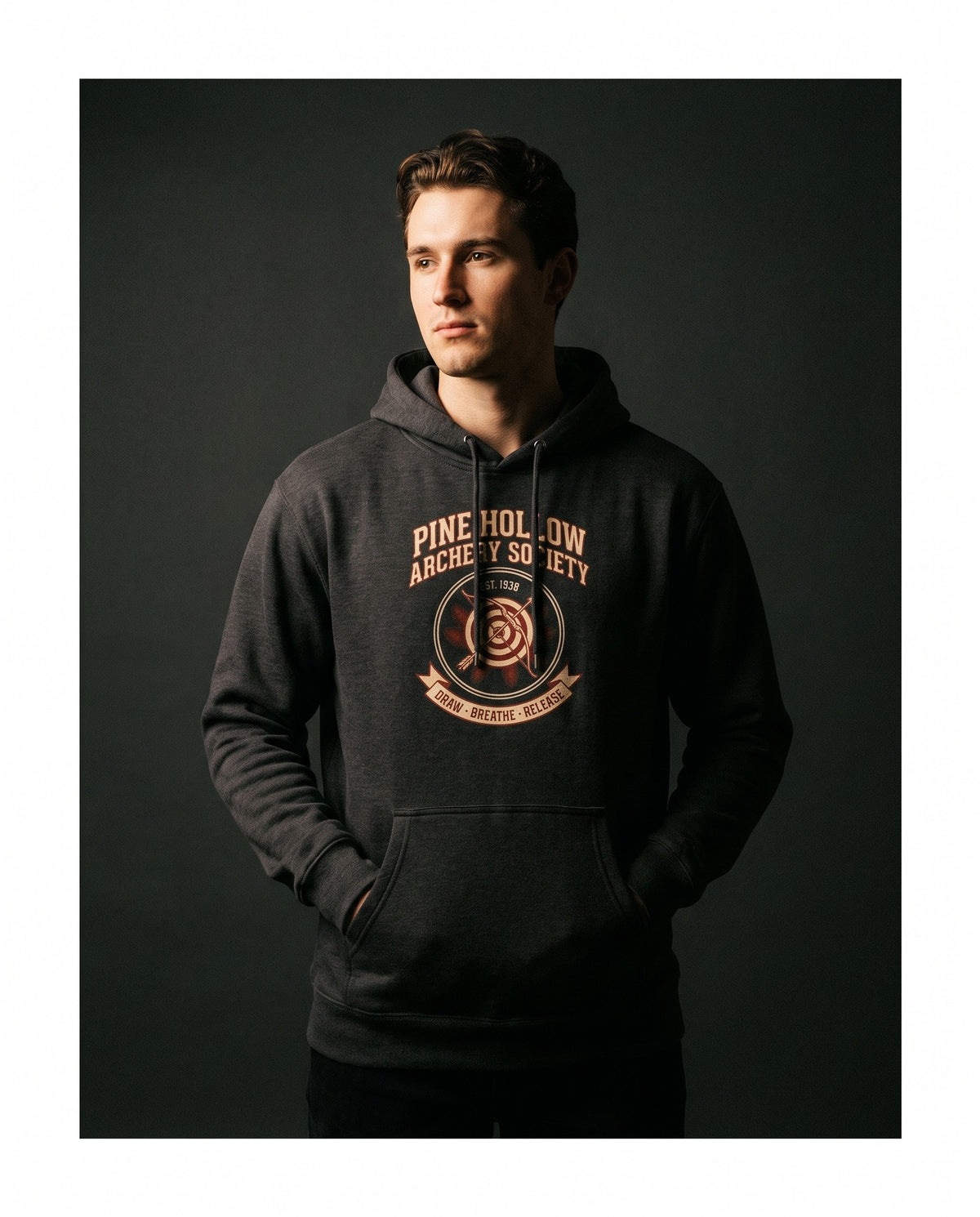 Pine Hollow Archery Society Heavyweight Hoodie – Vintage 1938 Crest