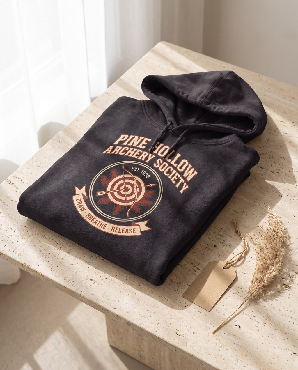 Pine Hollow Archery Society Heavyweight Hoodie – Vintage 1938 Crest