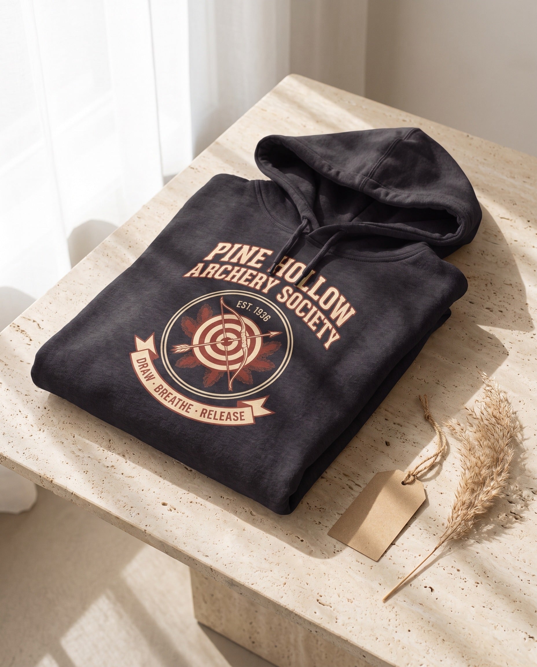 Pine Hollow Archery Society Heavyweight Hoodie – Vintage 1938 Crest