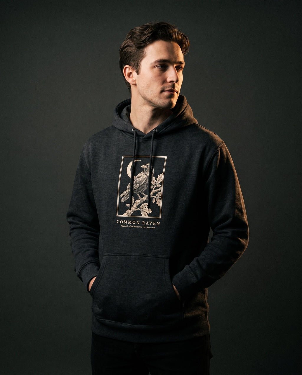 Raven Engraving Heavyweight Hoodie – Corvus Corax Plate