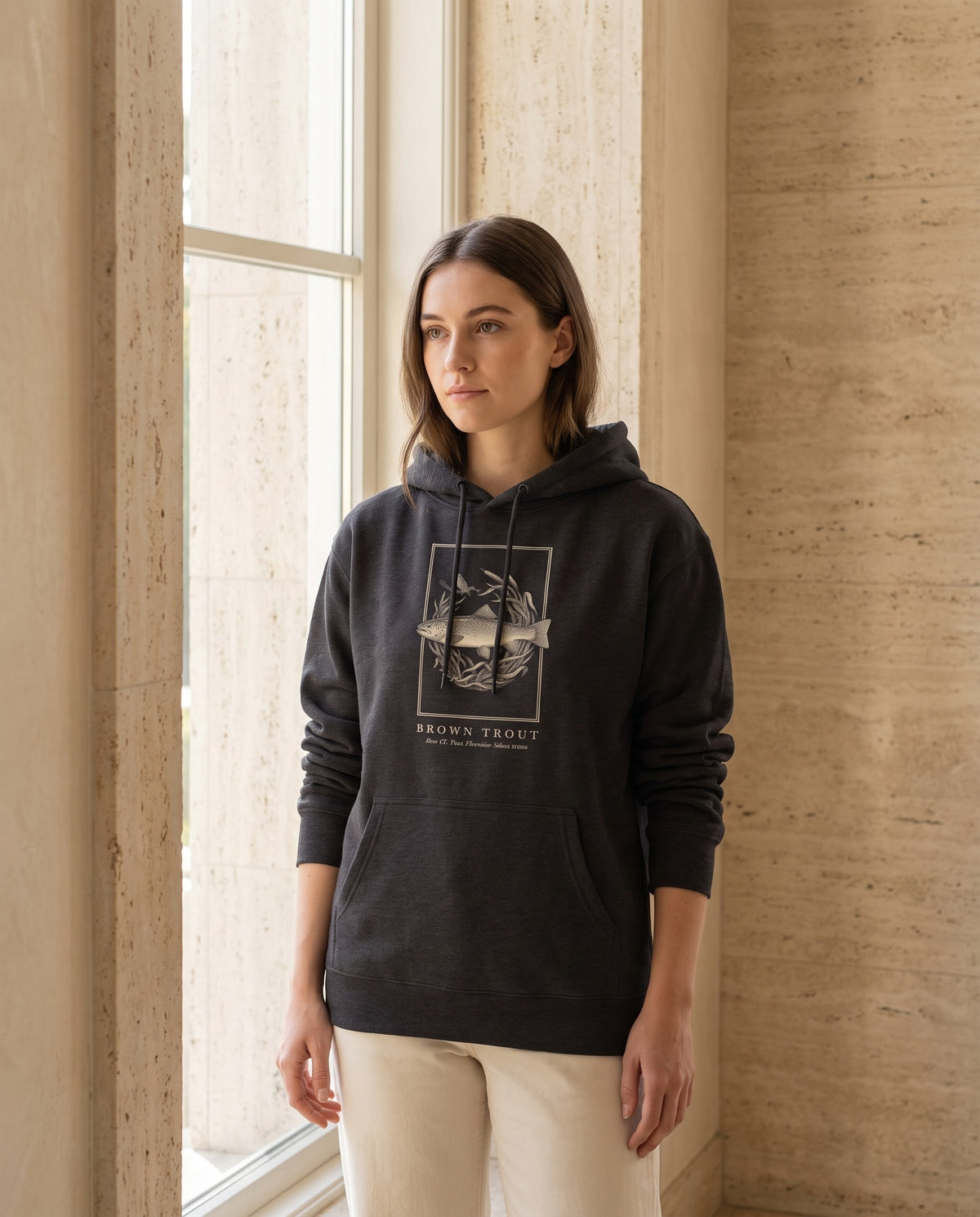 Brown Trout Engraving Heavyweight Hoodie – Salmo Trutta Plate