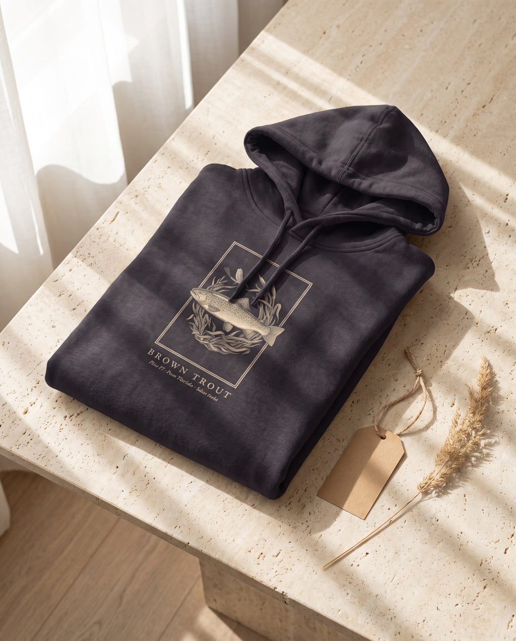 Brown Trout Engraving Heavyweight Hoodie – Salmo Trutta Plate