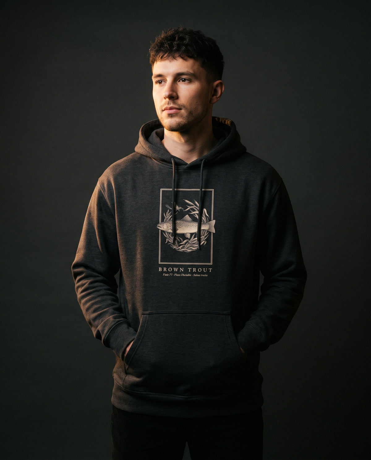 Brown Trout Engraving Heavyweight Hoodie – Salmo Trutta Plate