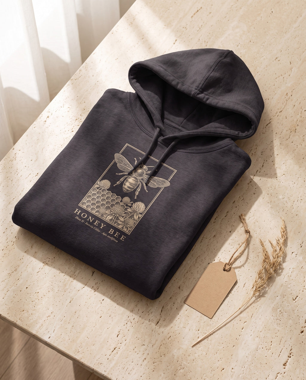 Honey Bee Engraving Heavyweight Hoodie – Apis Mellifera Plate