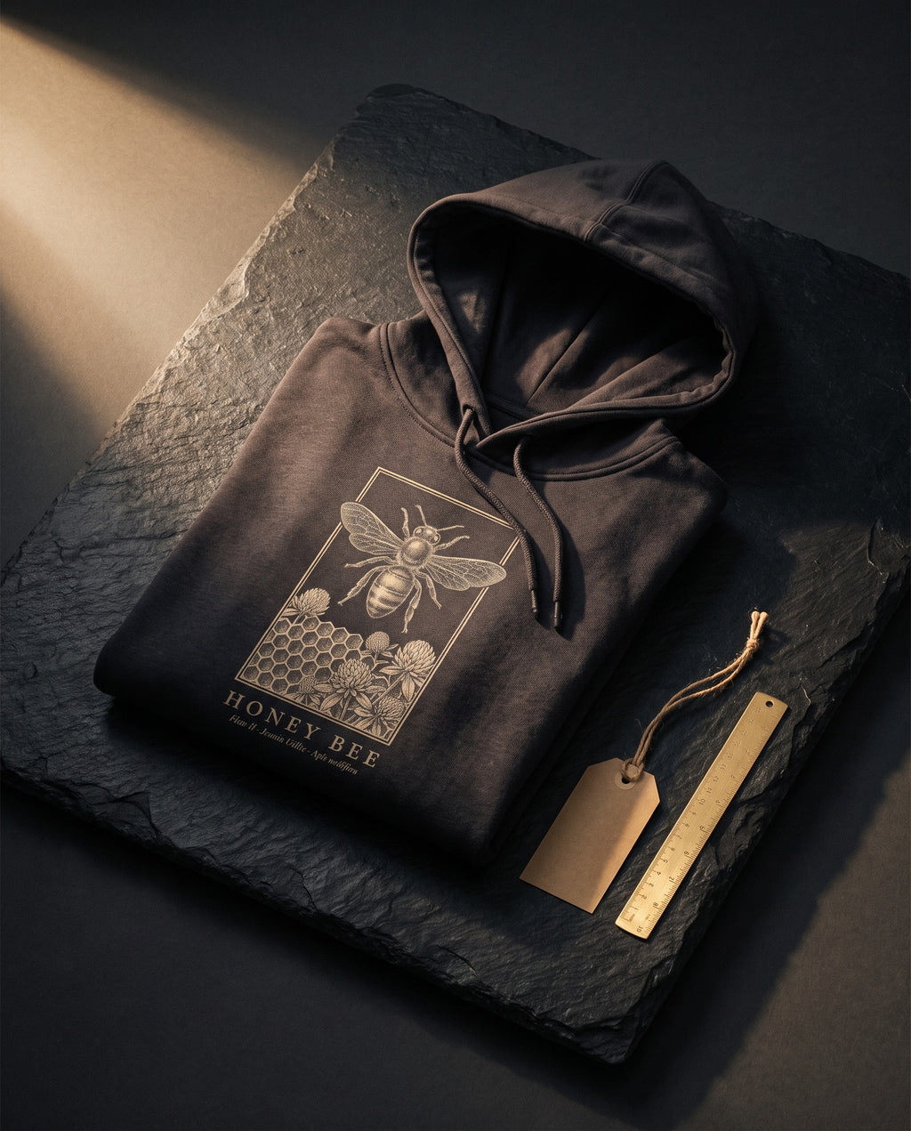 Honey Bee Engraving Heavyweight Hoodie – Apis Mellifera Plate