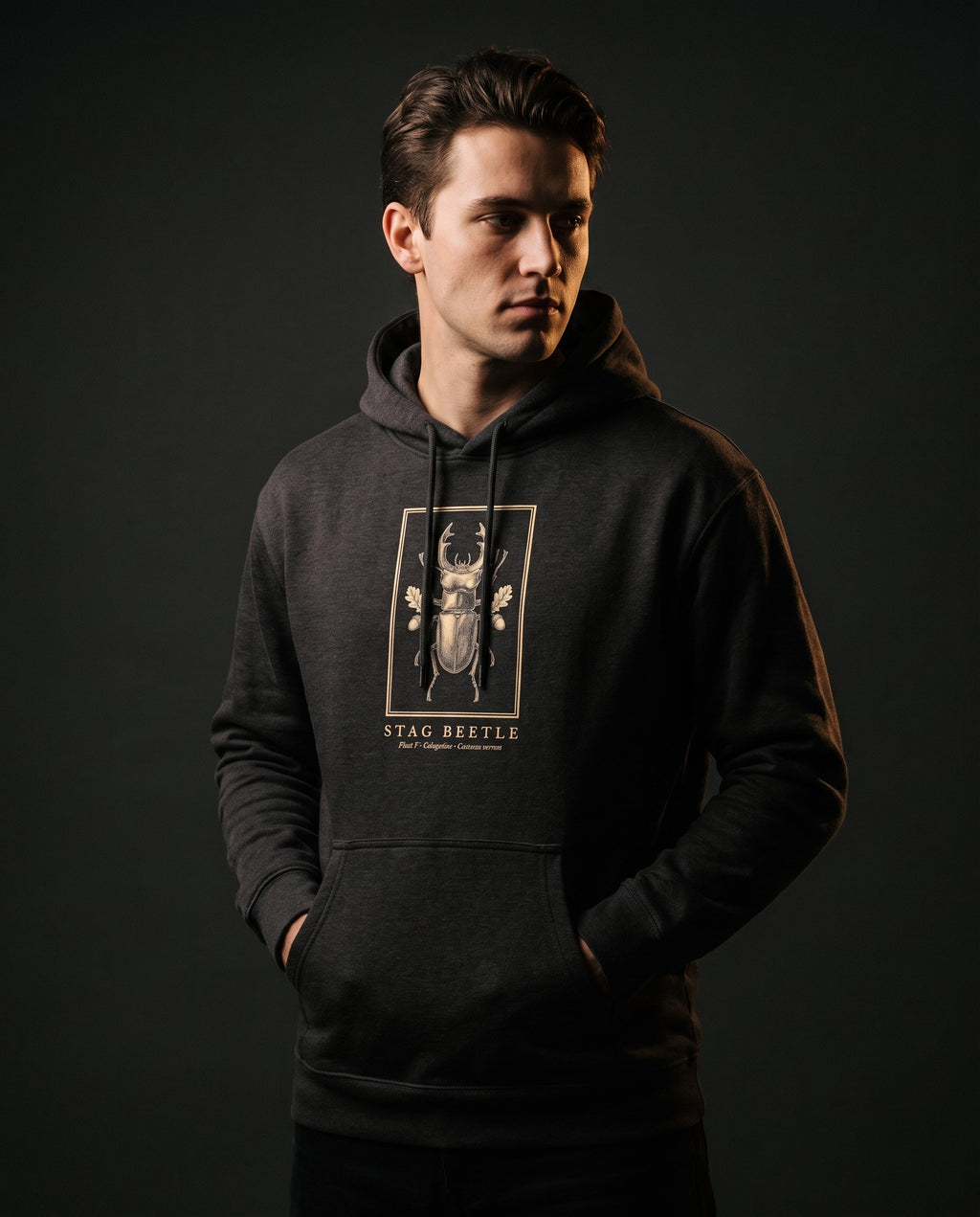 Stag Beetle Engraving Heavyweight Hoodie – Lucanus Cervus Plate