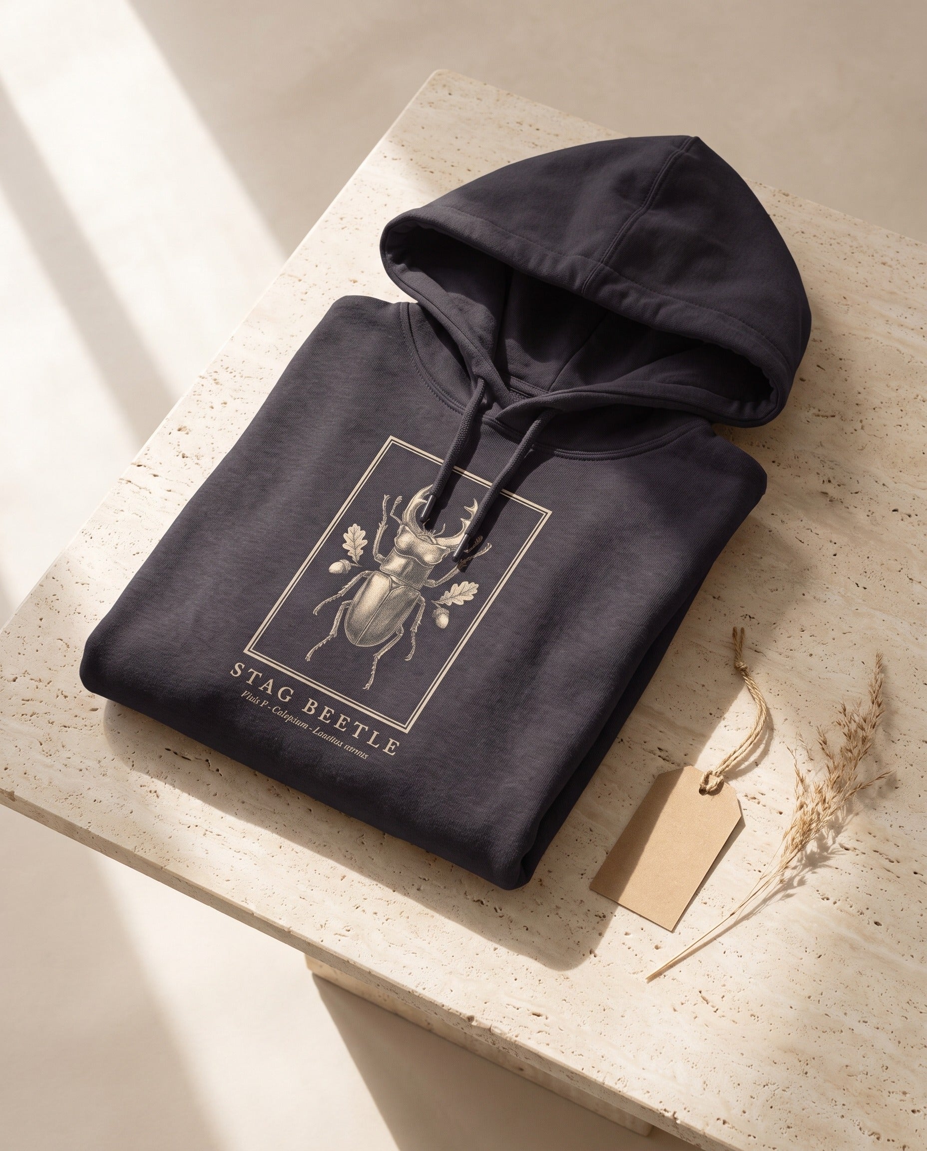 Stag Beetle Engraving Heavyweight Hoodie – Lucanus Cervus Plate