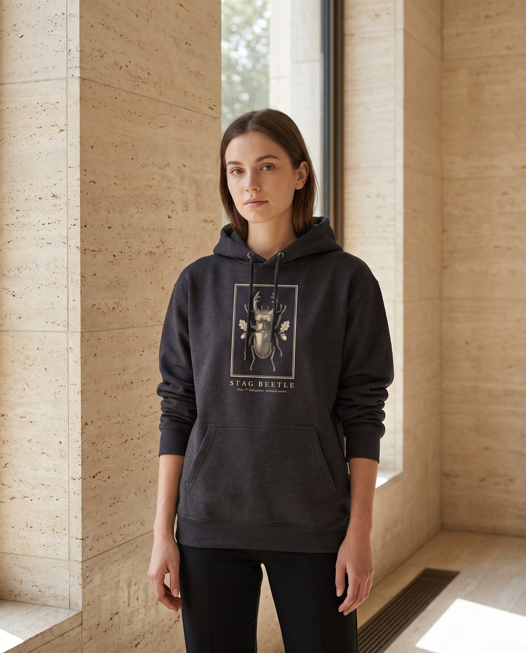 Stag Beetle Engraving Heavyweight Hoodie – Lucanus Cervus Plate