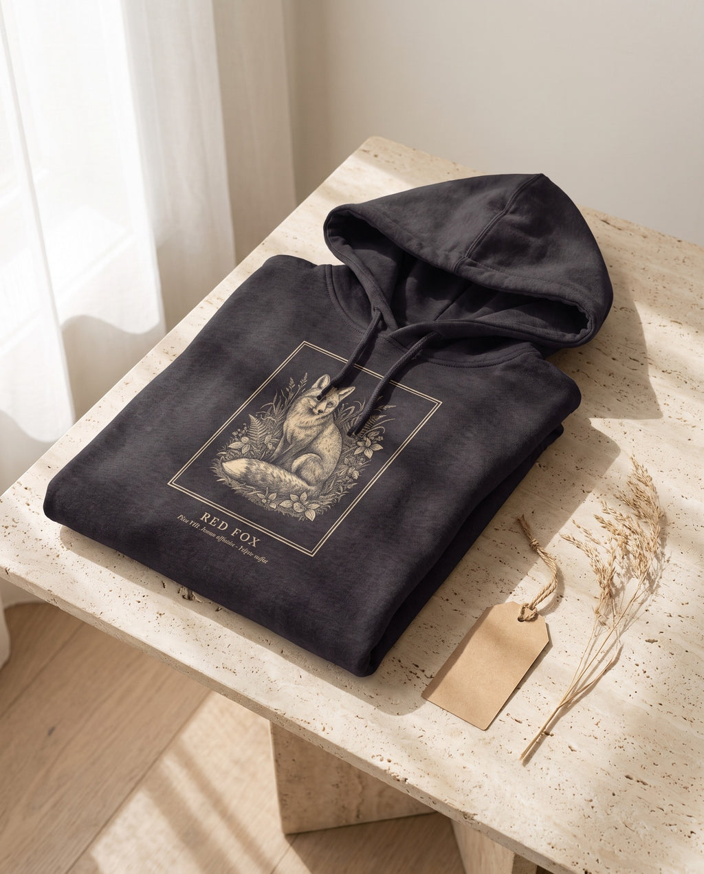 Red Fox Engraving Heavyweight Hoodie – Vulpes Vulpes Plate