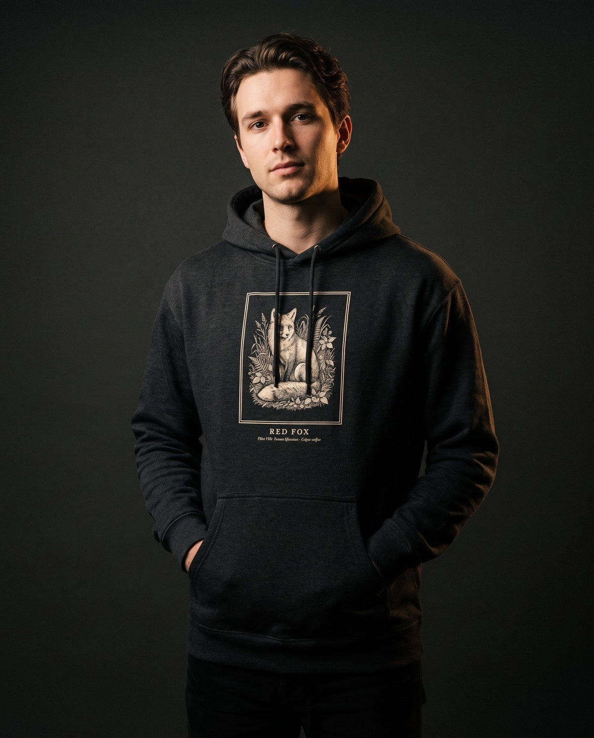 Red Fox Engraving Heavyweight Hoodie – Vulpes Vulpes Plate