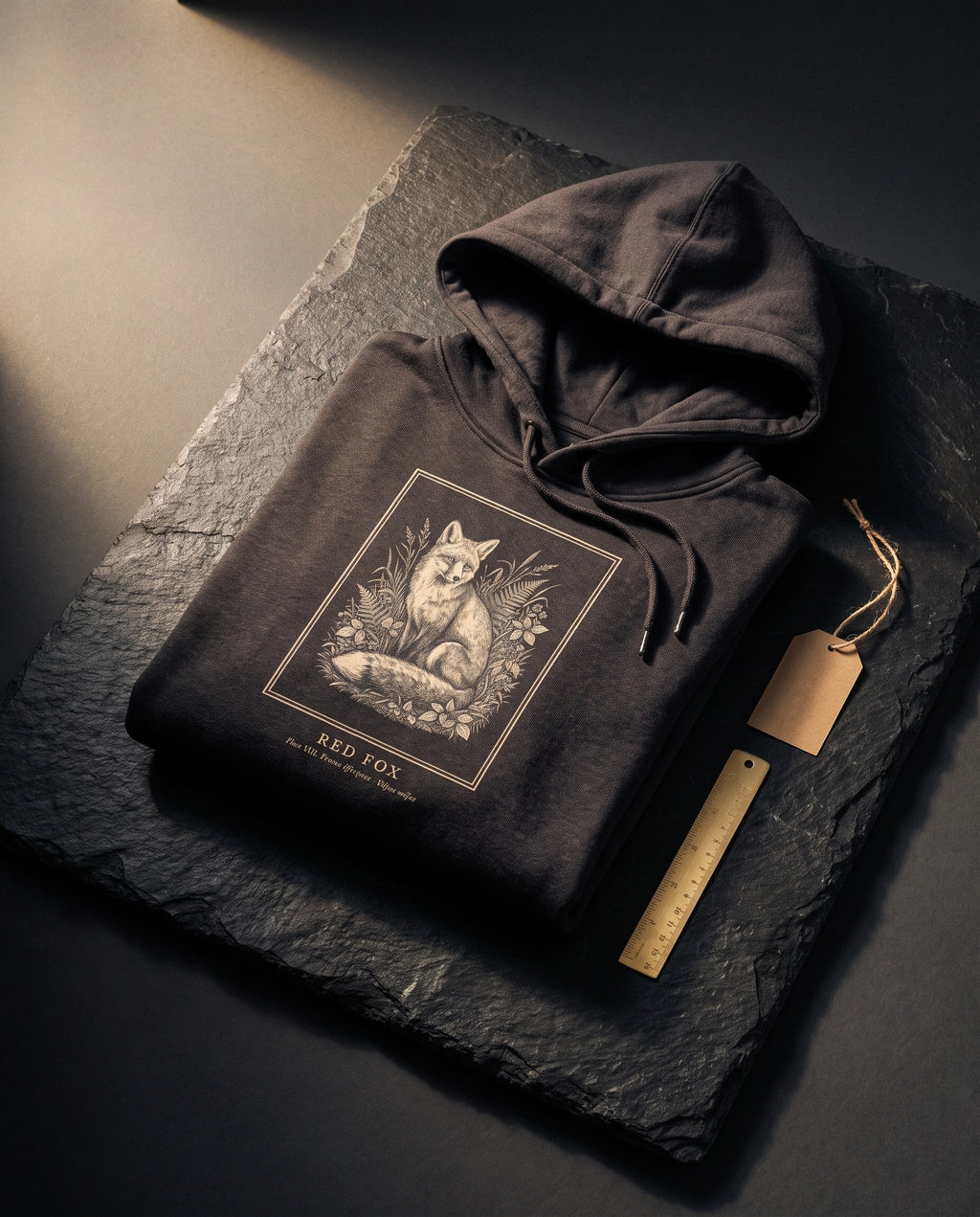 Red Fox Engraving Heavyweight Hoodie – Vulpes Vulpes Plate
