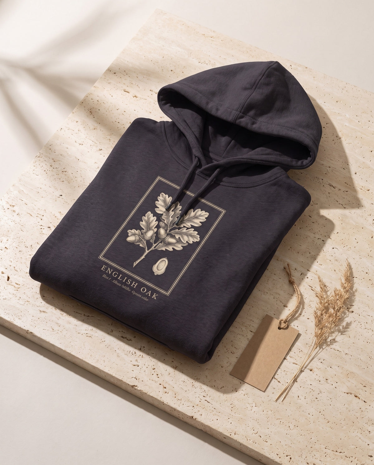 Oak Branch Engraving Heavyweight Hoodie – Quercus Robur Plate