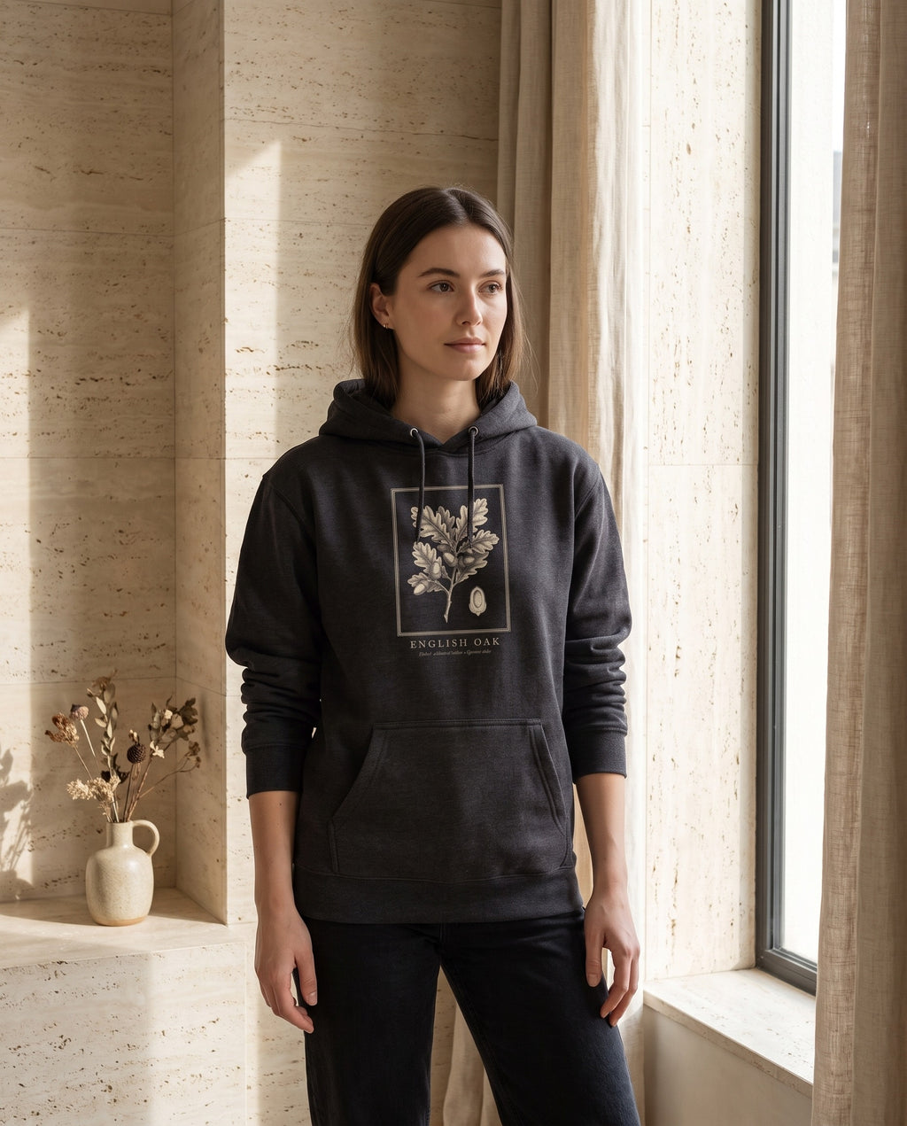 Oak Branch Engraving Heavyweight Hoodie – Quercus Robur Plate