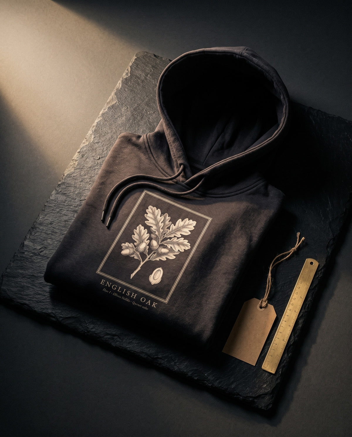 Oak Branch Engraving Heavyweight Hoodie – Quercus Robur Plate