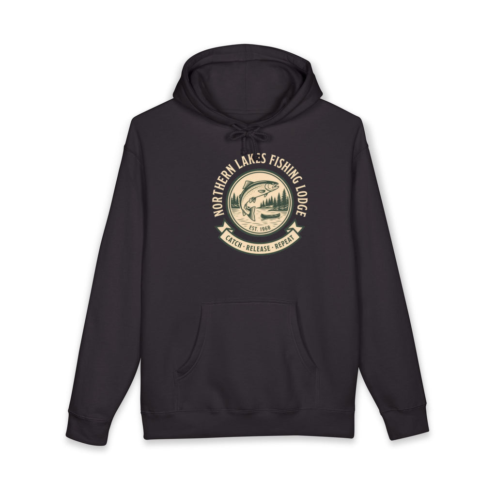 Northern Lakes Fishing Lodge Heavyweight Hoodie – Vintage 1958 Crest