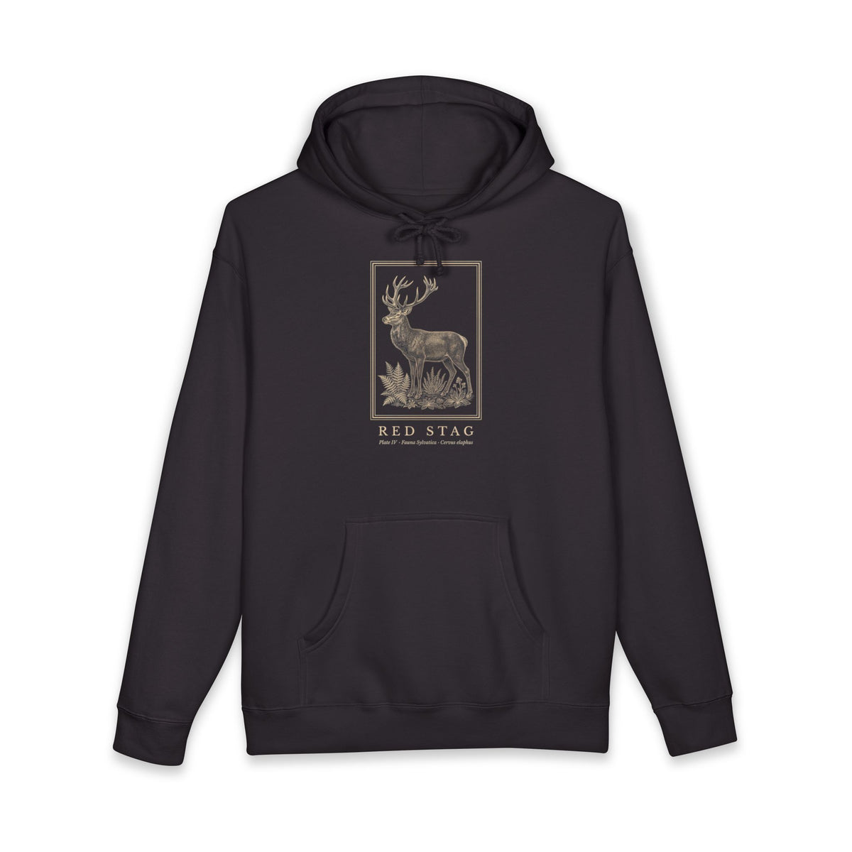 Red Stag Engraving Heavyweight Hoodie – Cervus Elaphus Plate